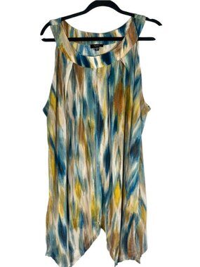 Colorful Tie Dye Tank Top 3X Earthy Boho Granola Indie Folk Peasant Resort Chic